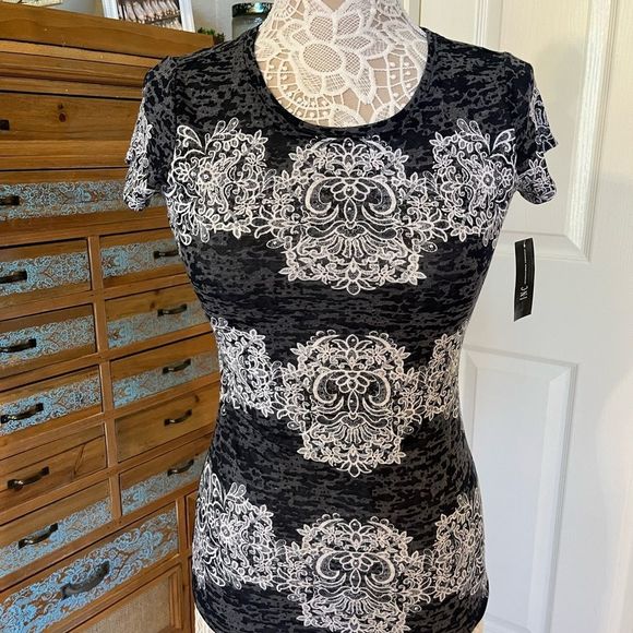 INC XS Twilight Blue Stud Burnout Top NWT - Picture 4 of 11